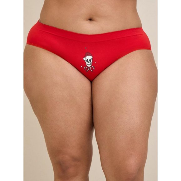 Torrid Plus Size 1X Seamless Smooth Mid-Rise Hipster Panty Skulls Christmas NWT - Picture 1 of 2